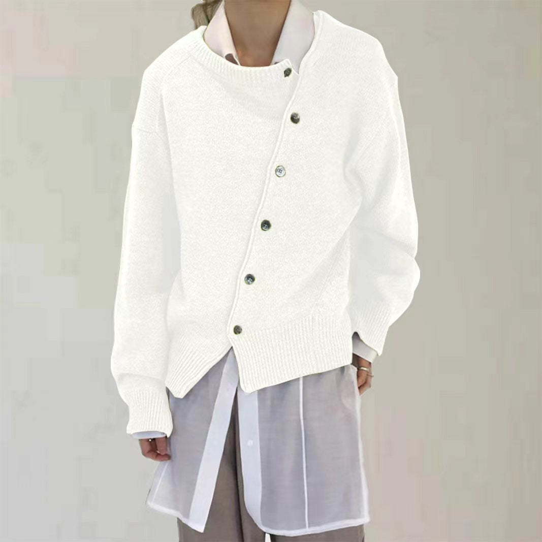 Céleste | Asymmetric Button Knit Cardigan