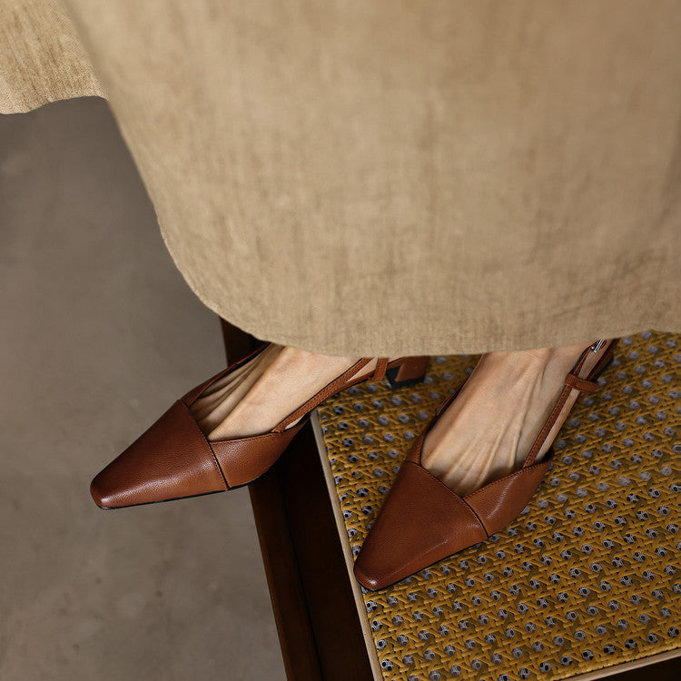 Almeta | Leather Slingback Heels