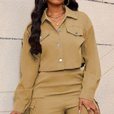 Camille | Cropped Button-Down Long Sleeve Jacket