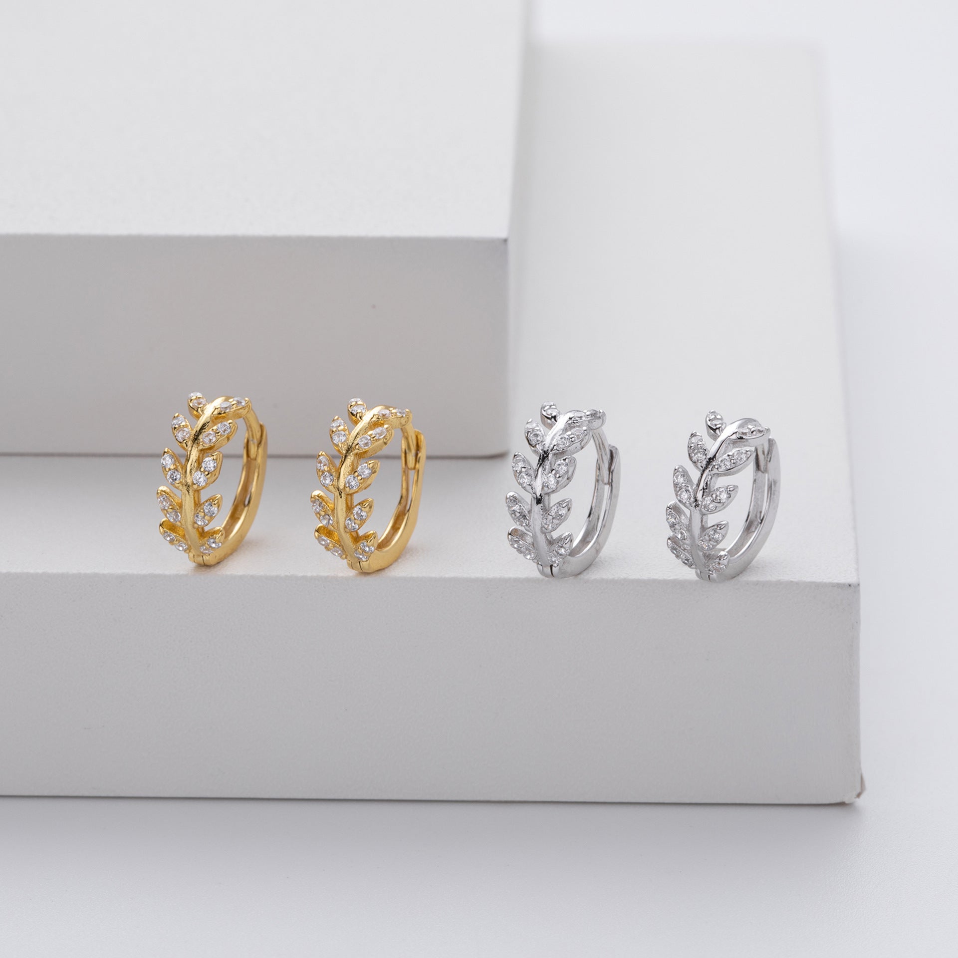 Natasha | Leaf Hoop Earrings Sterling Silver