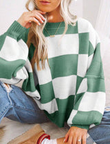Céleste | Plaid Long Sleeve Relaxed Sweater
