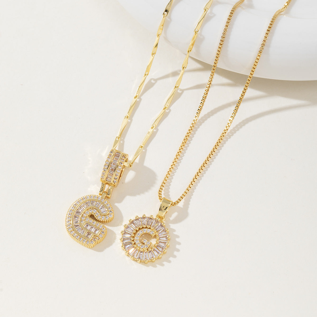Avery | Initial Pendant Necklace Set of 2