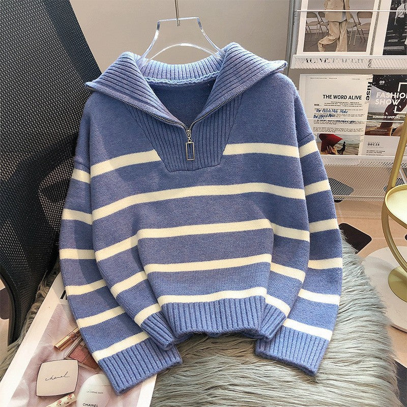 Céleste | Striped Collared Long Sleeve Top