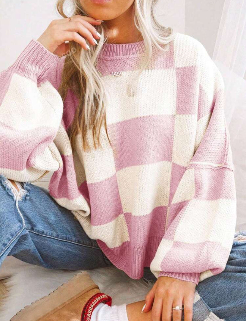 Céleste | Plaid Long Sleeve Relaxed Sweater