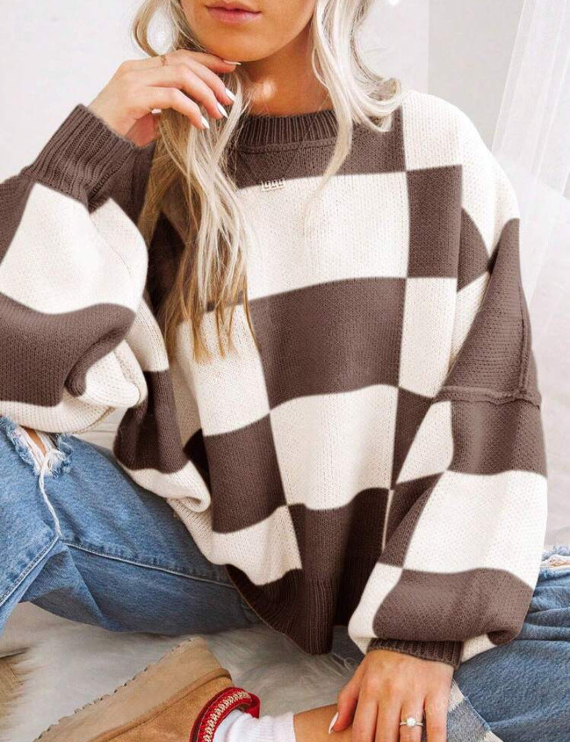 Céleste | Plaid Long Sleeve Relaxed Sweater