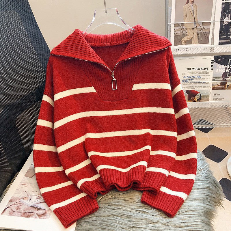 Céleste | Striped Collared Long Sleeve Top