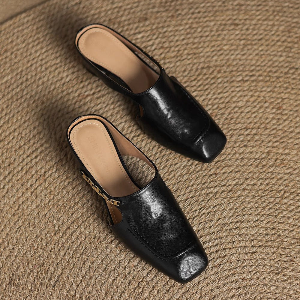 Marilyn | Leather Slip-On Mules