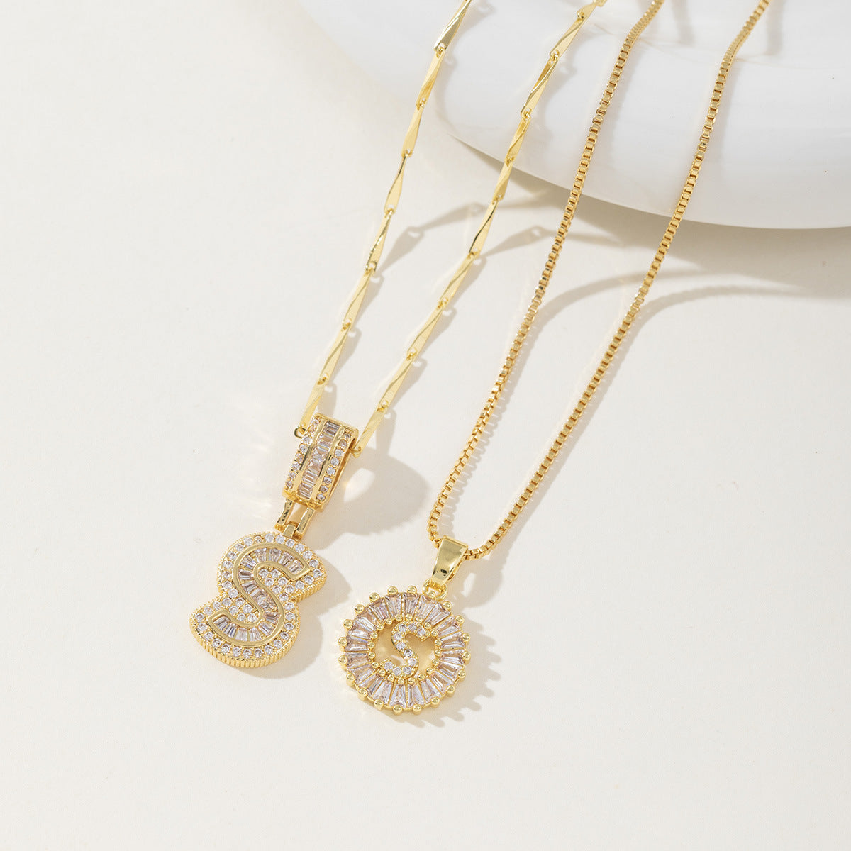 Avery | Initial Pendant Necklace Set of 2