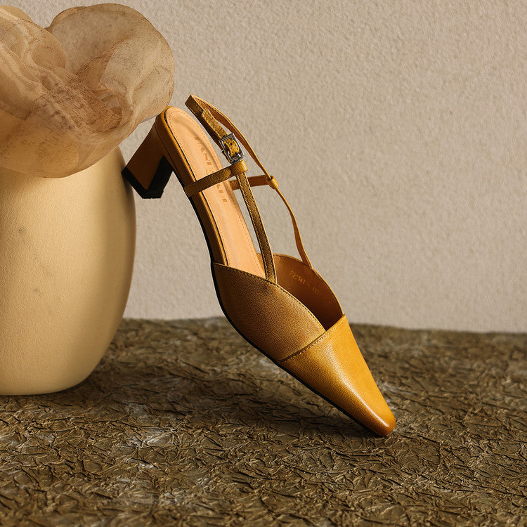 Almeta | Leather Slingback Heels