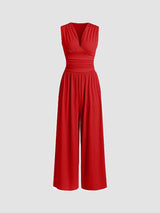 Sarah | Sleeveless Wide-Leg Ribbed Jumpsuit