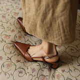 Almeta | Leather Slingback Heels