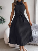 Céleste | Pleated Halter Midi Dress