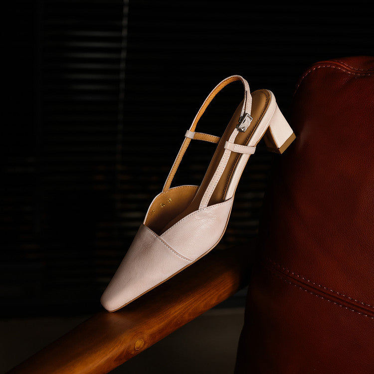 Almeta | Leather Slingback Heels