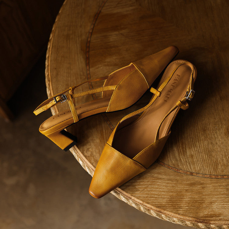 Almeta | Leather Slingback Heels