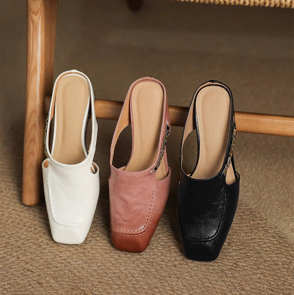 Marilyn | Leather Slip-On Mules
