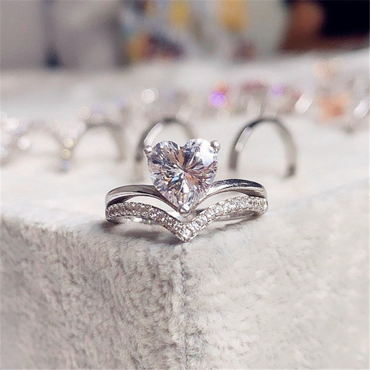 Remy | Heart Crystal Stacking Ring Set