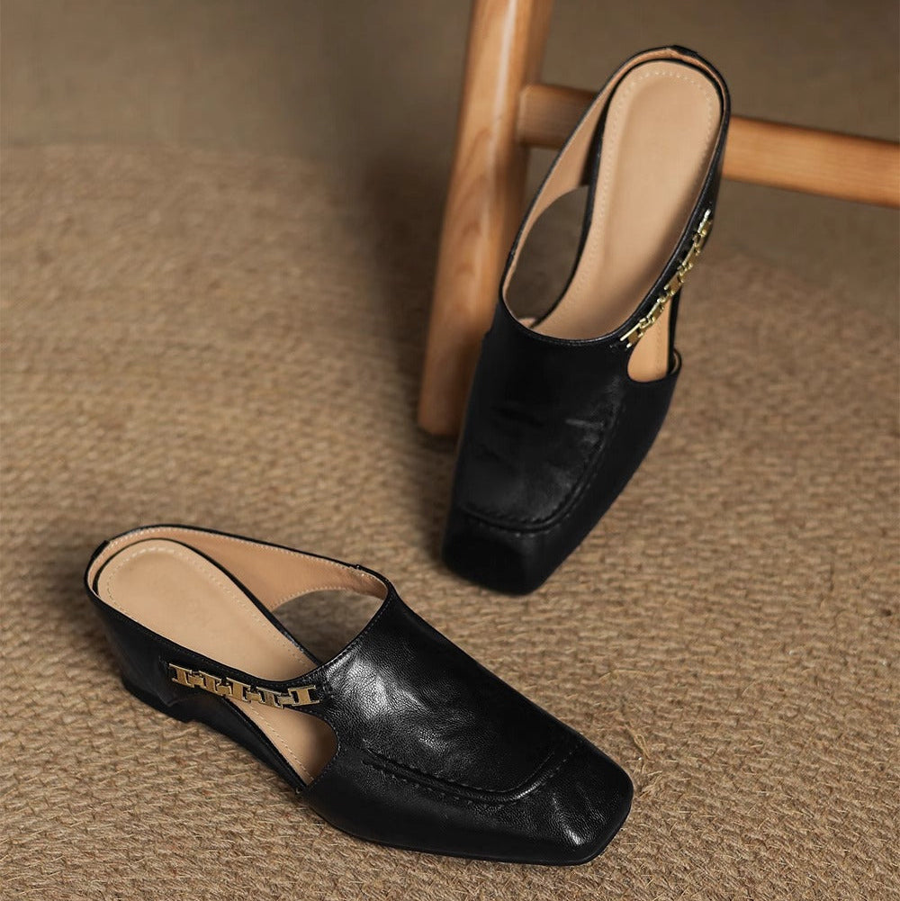 Marilyn | Leather Slip-On Mules