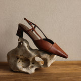 Almeta | Leather Slingback Heels
