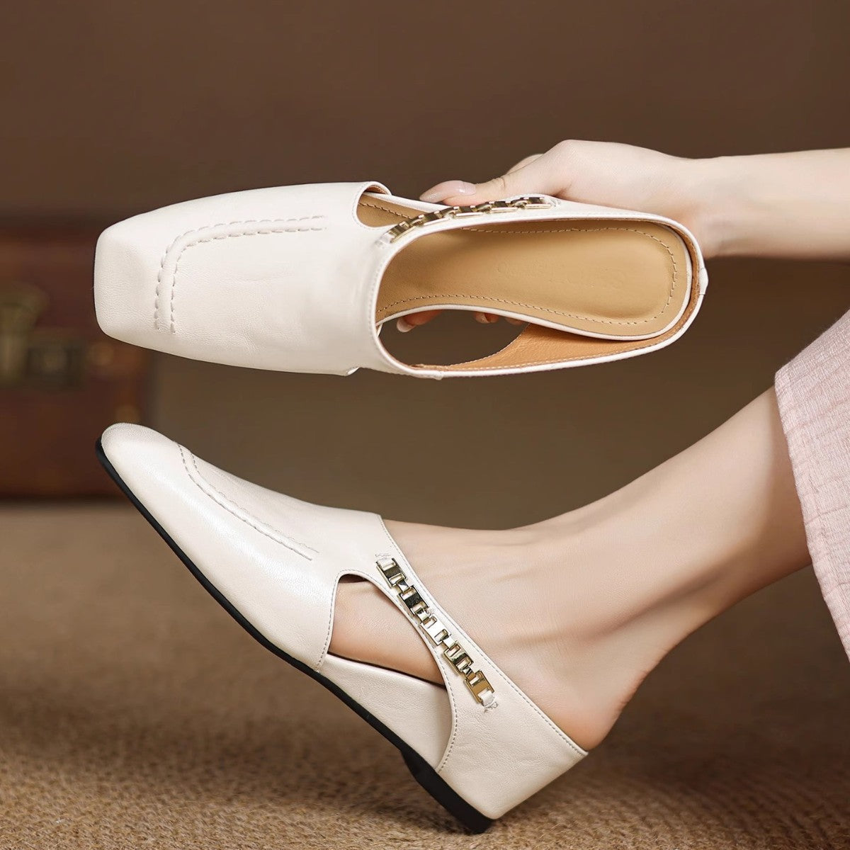 Marilyn | Leather Slip-On Mules