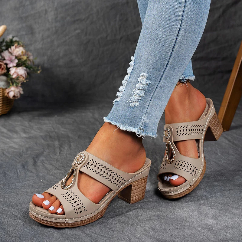Virginia | Embellished Orthopedic Block-Heel Sandals