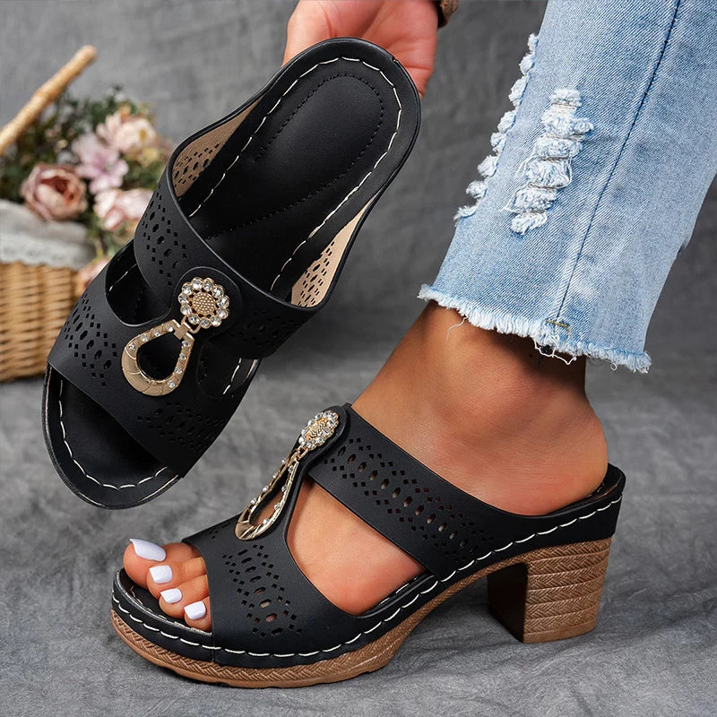 Virginia | Embellished Orthopedic Block-Heel Sandals