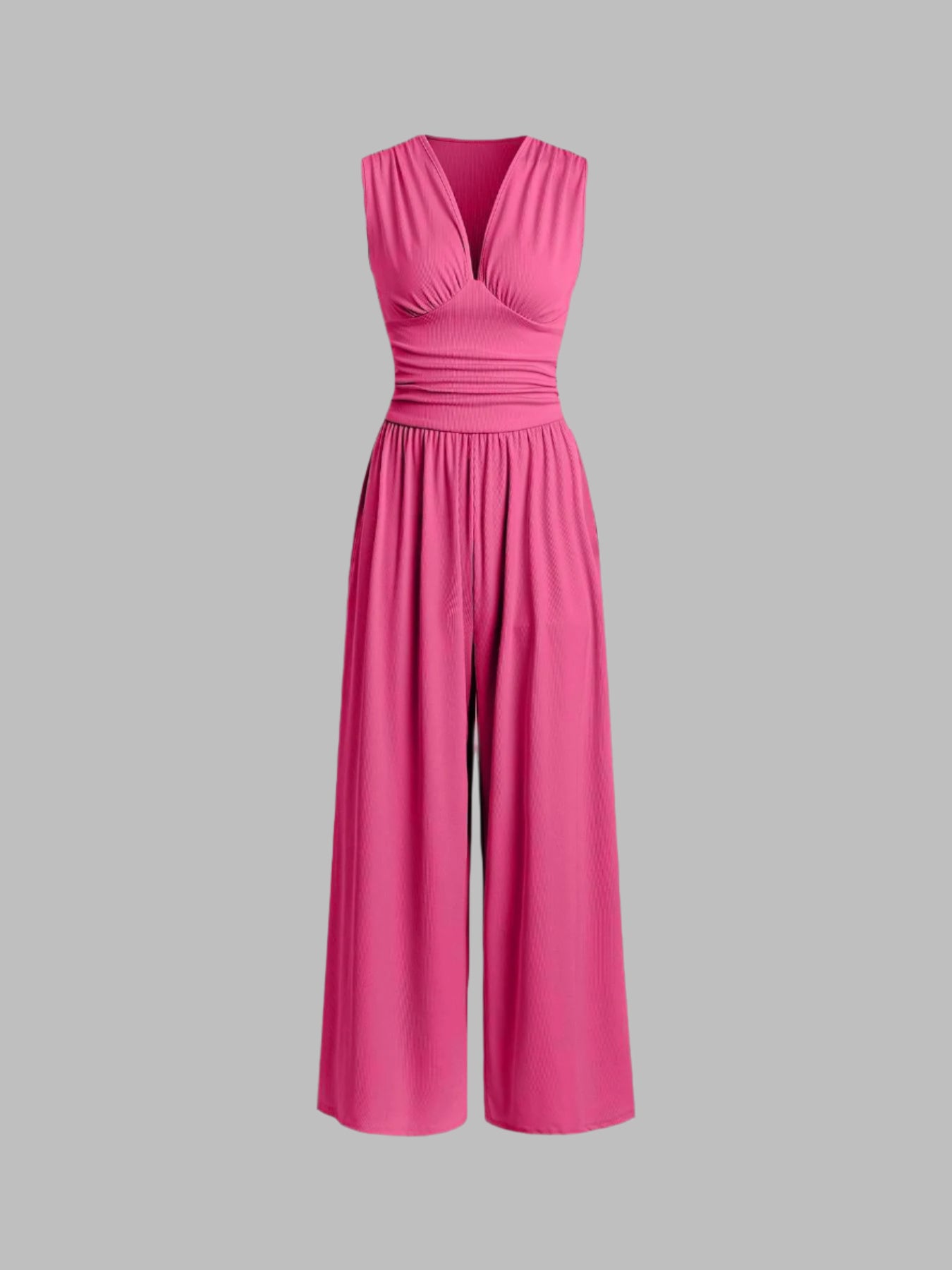 Sarah | Sleeveless Wide-Leg Ribbed Jumpsuit