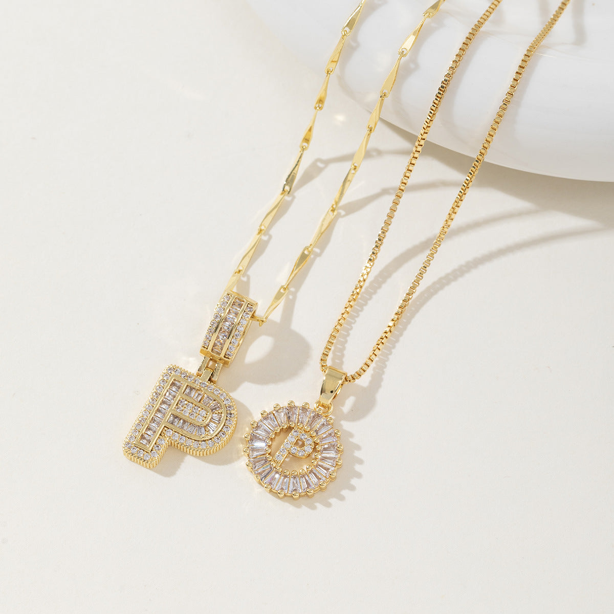 Avery | Initial Pendant Necklace Set of 2