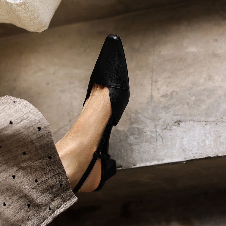 Almeta | Leather Slingback Heels