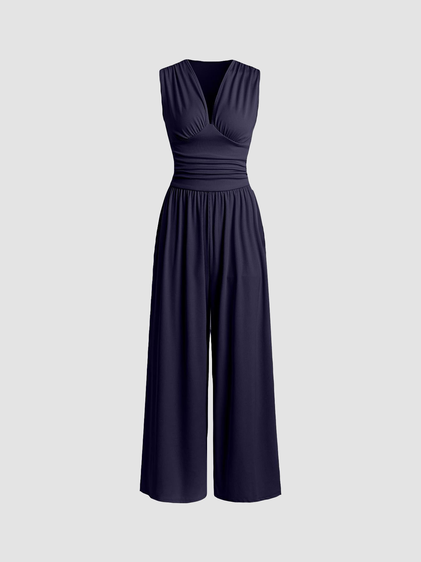 Sarah | Sleeveless Wide-Leg Ribbed Jumpsuit
