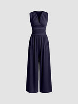 Sarah | Sleeveless Wide-Leg Ribbed Jumpsuit
