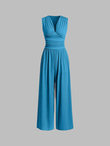 Sarah | Sleeveless Wide-Leg Ribbed Jumpsuit