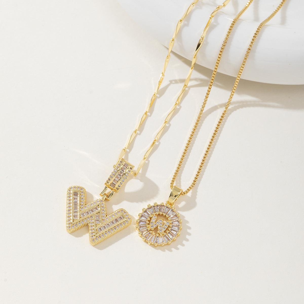 Avery | Initial Pendant Necklace Set of 2