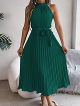 Céleste | Pleated Halter Midi Dress
