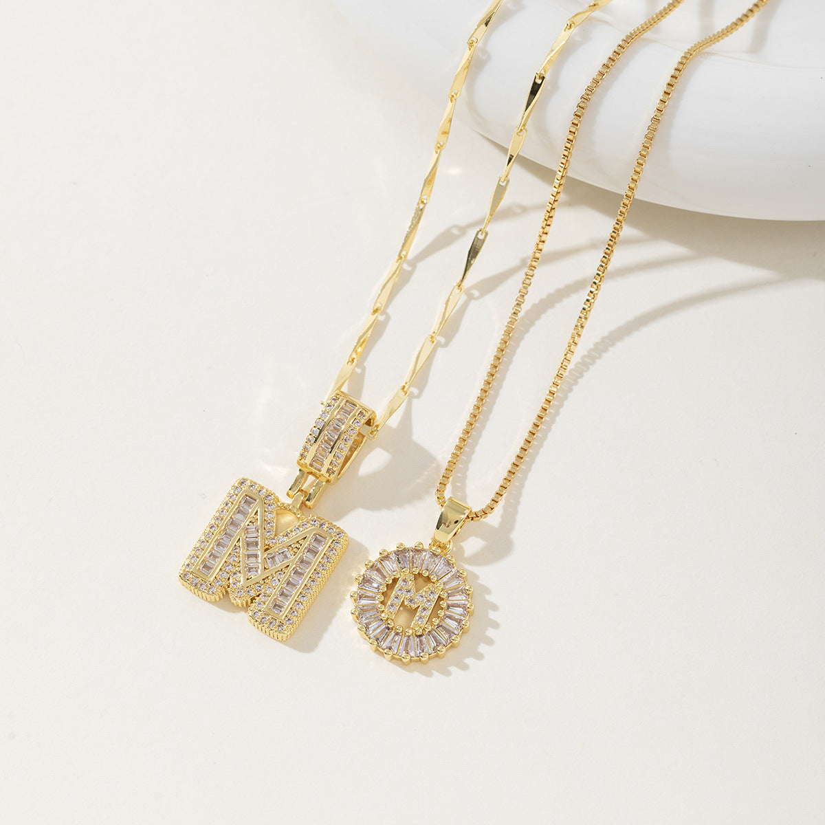 Avery | Initial Pendant Necklace Set of 2