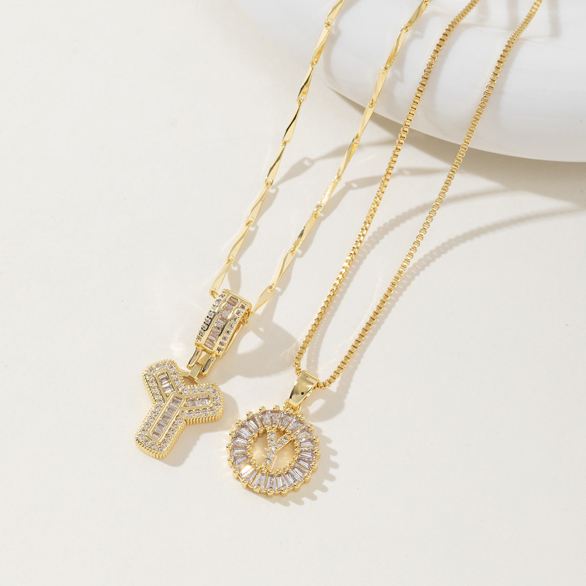 Avery | Initial Pendant Necklace Set of 2