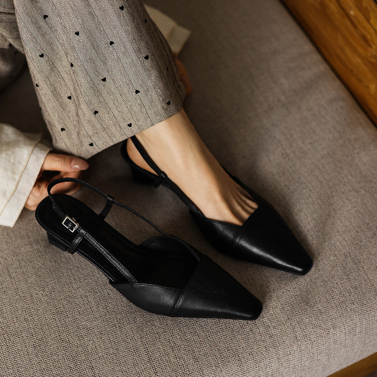 Almeta | Leather Slingback Heels