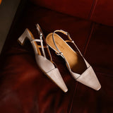 Almeta | Leather Slingback Heels