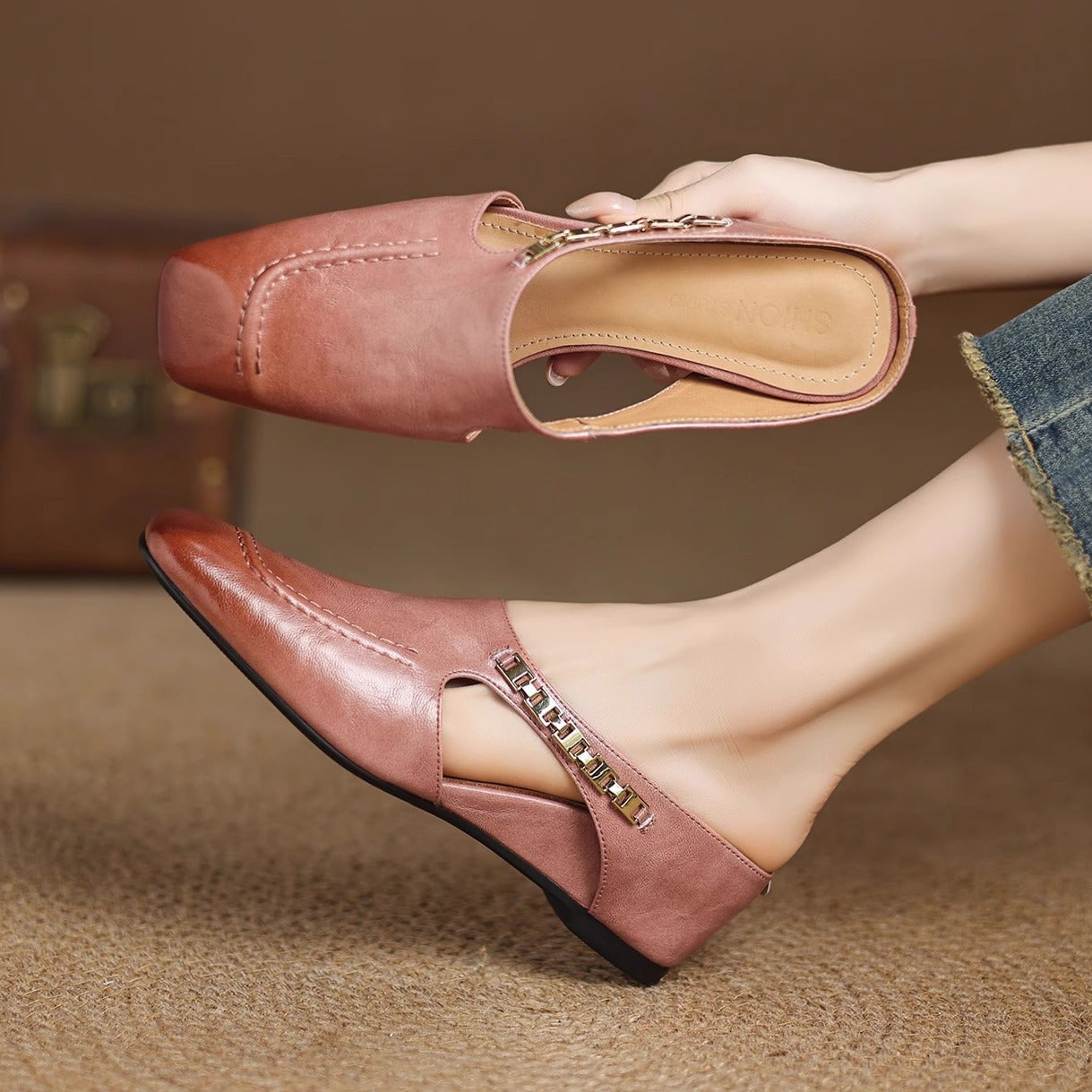 Marilyn | Leather Slip-On Mules