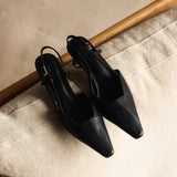 Almeta | Leather Slingback Heels