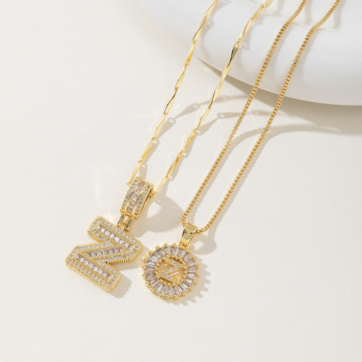 Avery | Initial Pendant Necklace Set of 2