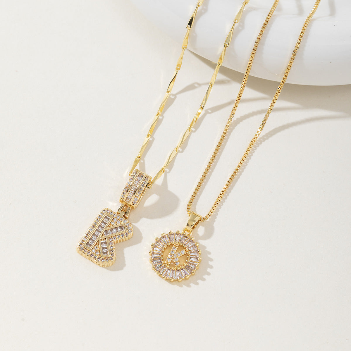 Avery | Initial Pendant Necklace Set of 2