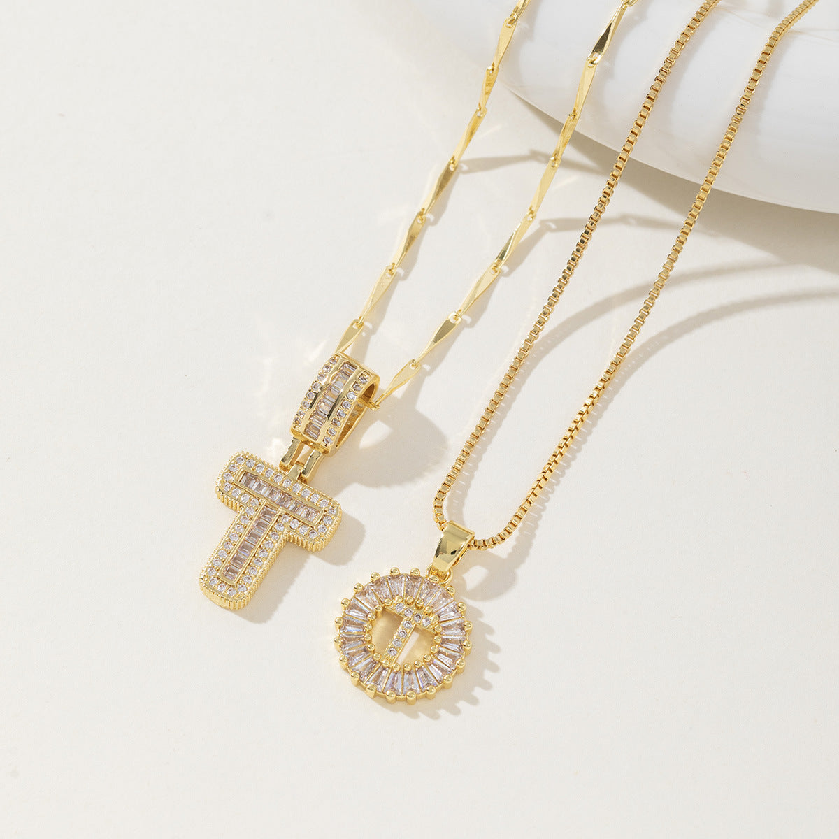Avery | Initial Pendant Necklace Set of 2