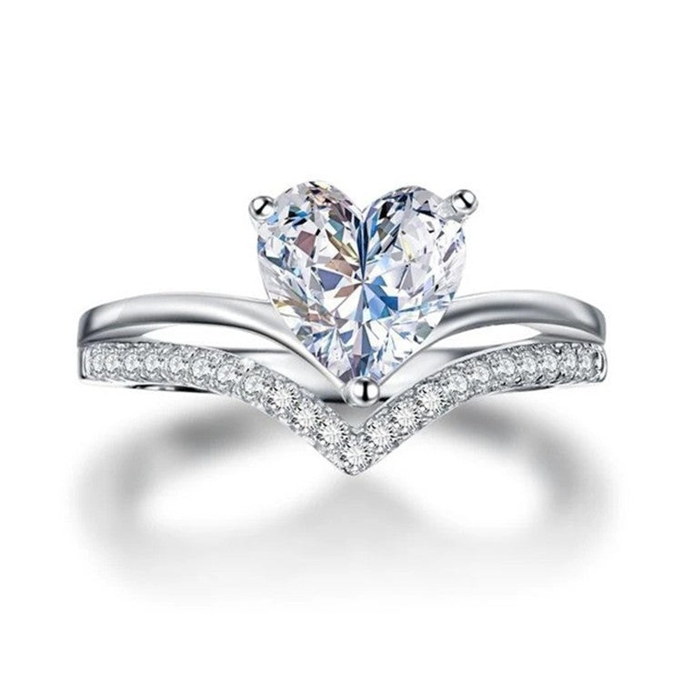 Remy | Heart Crystal Stacking Ring Set