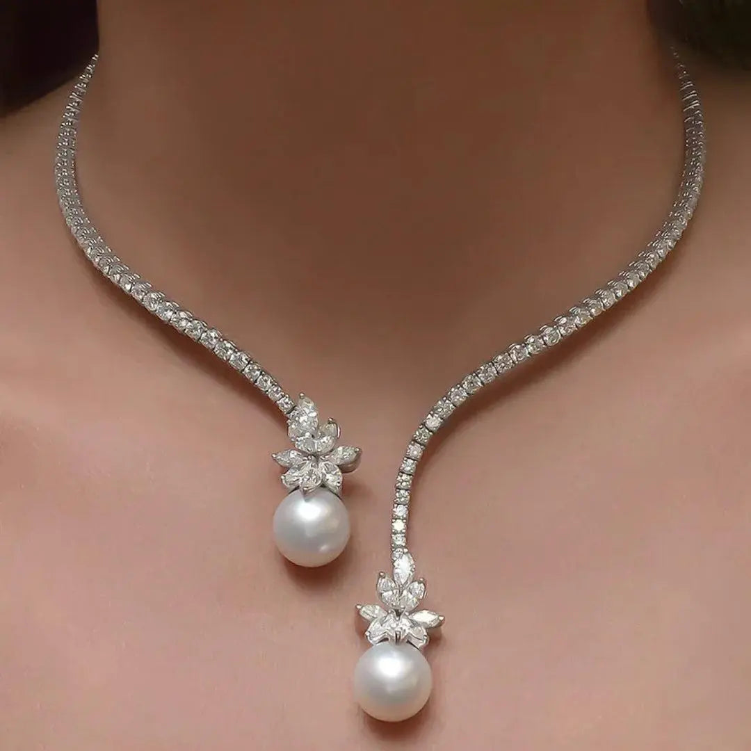 Crystal | Lustrous Pearl Sterling Silver Necklace