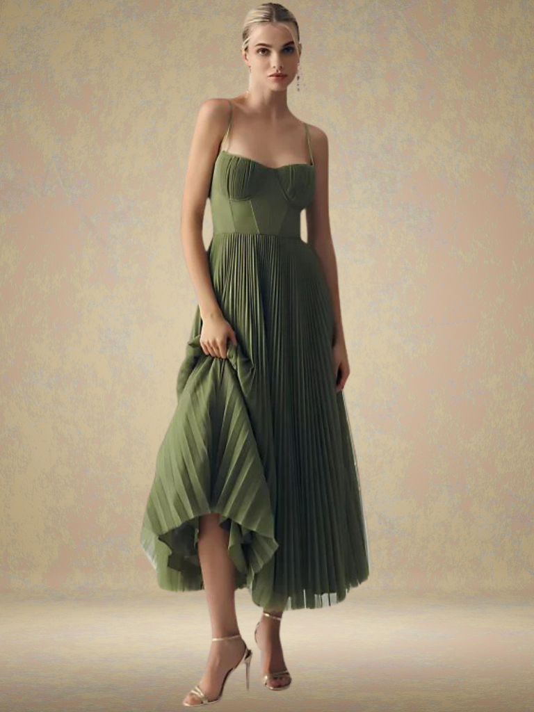 Darby | Pleated Maxi Dress Corset Style