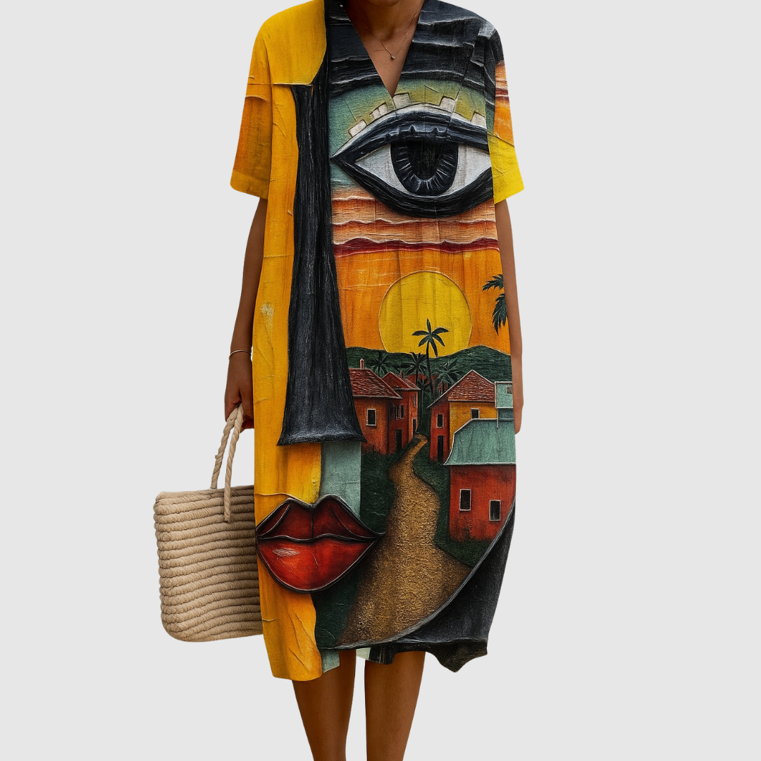 Bonnie | Abstract Print Glow Dress