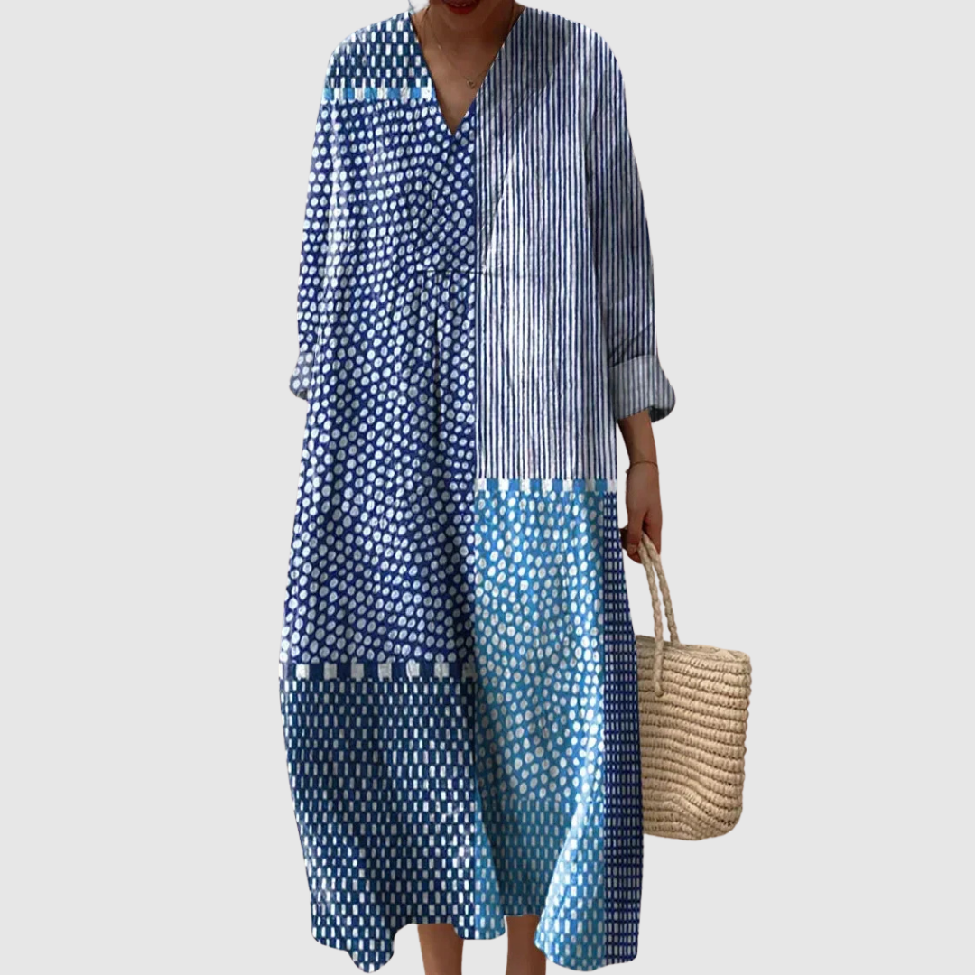 Irene | Wave Print Maxi Dress