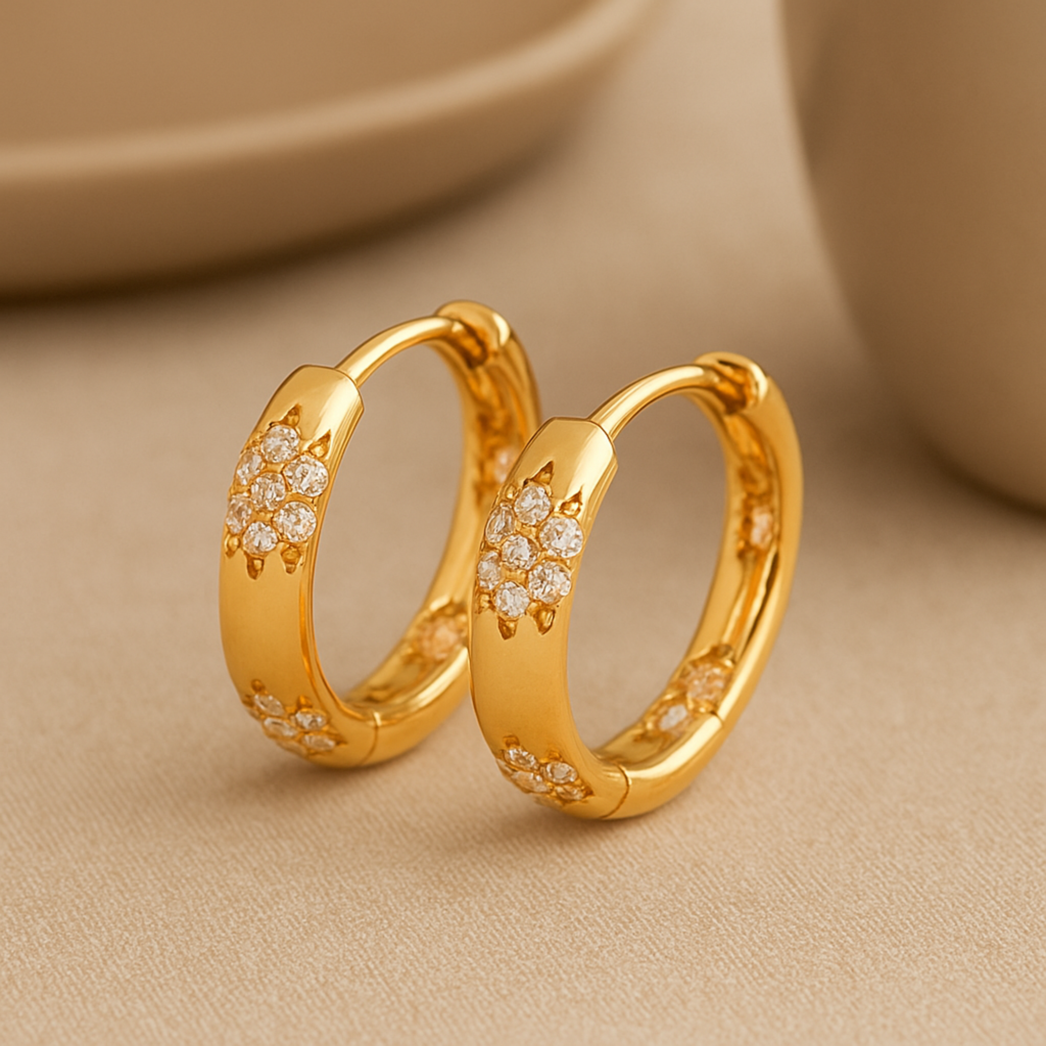 Tammy | Gold Floral Hoop Earrings