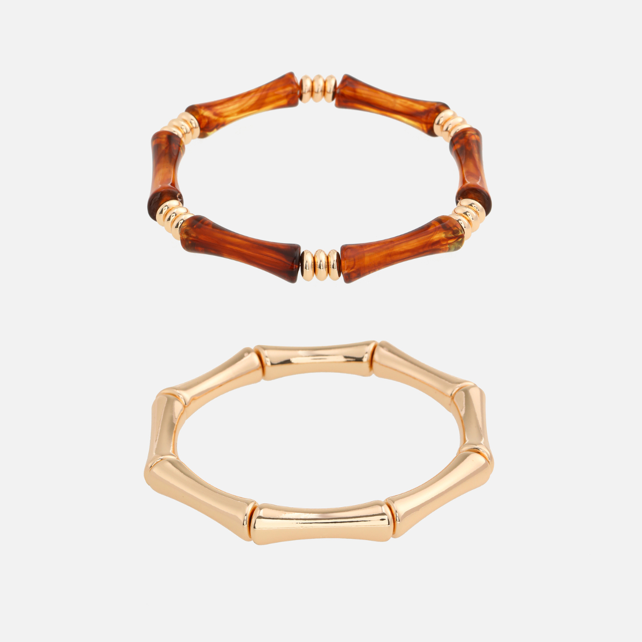 Eileen | Amber Bamboo Bead Bracelet Set