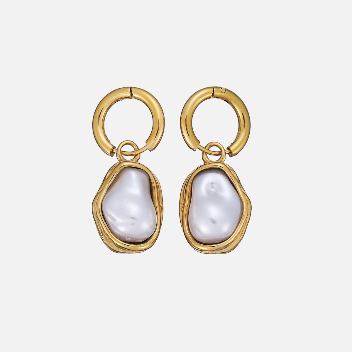 Stephanie | Pearl & Gold Hoop Earrings